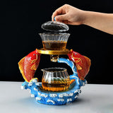 RORA Goden Pisces Magnetic Water Diversion Rotating Teapot Set