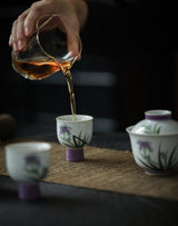 Purple Orchid Porcelain Tea Set Kung Fu Ceramic Teapot Set