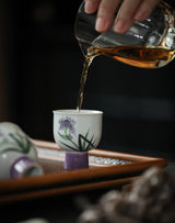 Purple Orchid Porcelain Tea Set Kung Fu Ceramic Teapot Set