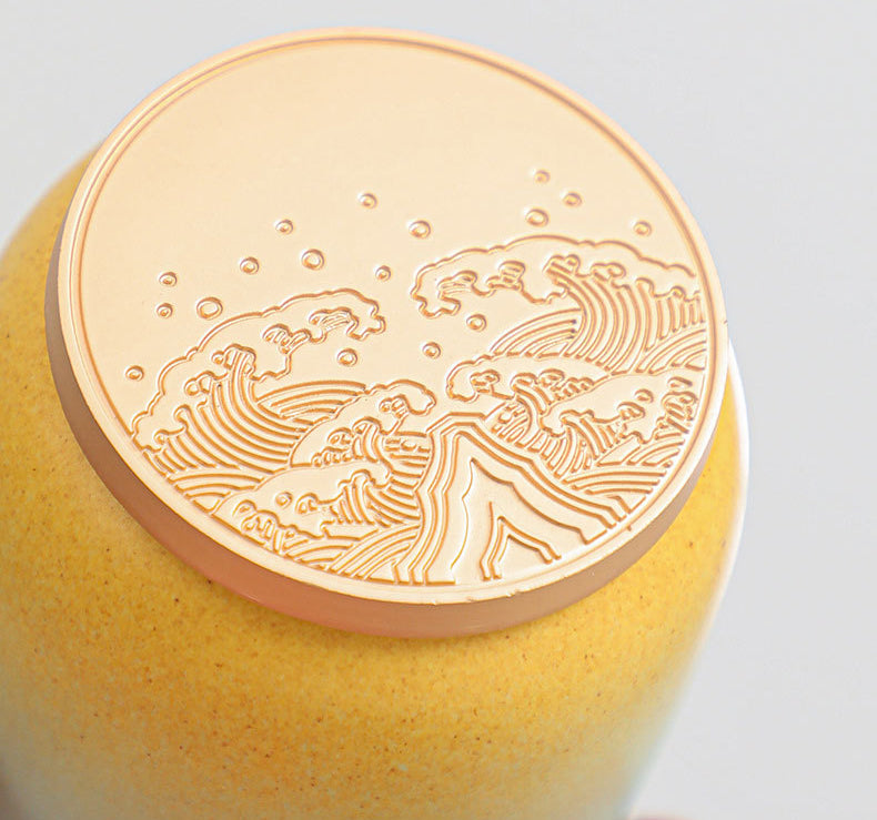 Yellow and blue gradient ceramic travel tea set