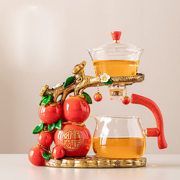 Lucky Ruyi Automatic Magnetic Lazy Kung Fu Glass Teapot Set