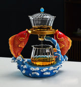 RORA Goden Pisces Magnetic Water Diversion Rotating Teapot Set