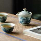 Blue and white porcelain travel tea set