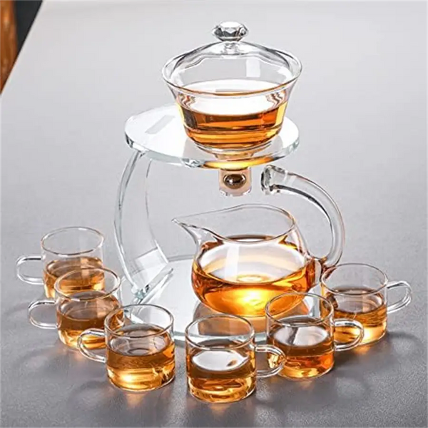 White glass tea set Home magnetic office brewing teapot Lazy tea maker Kung Fu teapot