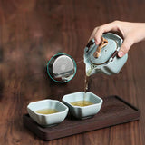 Ceramic Teapot with 2 cups Travel Tea Set