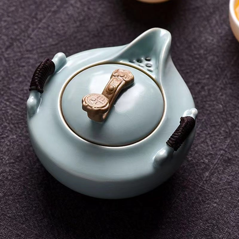 Ceramic Teapot with 2 cups Travel Tea Set