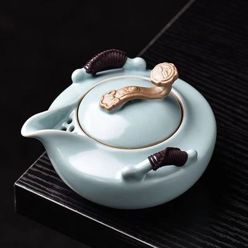 Ceramic Teapot with 2 cups Travel Tea Set