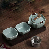Ceramic Teapot with 2 cups Travel Tea Set
