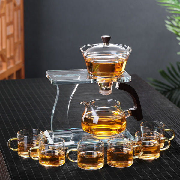 RORA LAZY KUNGFU GLASS TEA SET MAGNETIC WATER DIVERSION