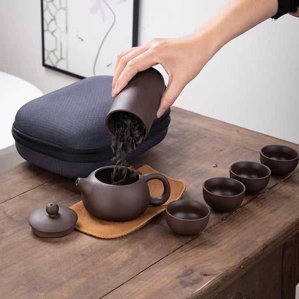 Purple Clay Portable Travel Tea Set