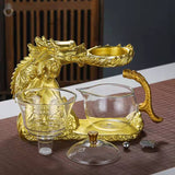 RORA Lazy Kungfu Glass Tea Set Magnetic Water Diversion Rotating Cover Bowl Semi-Automatic Crystal Glass Teapot Suit