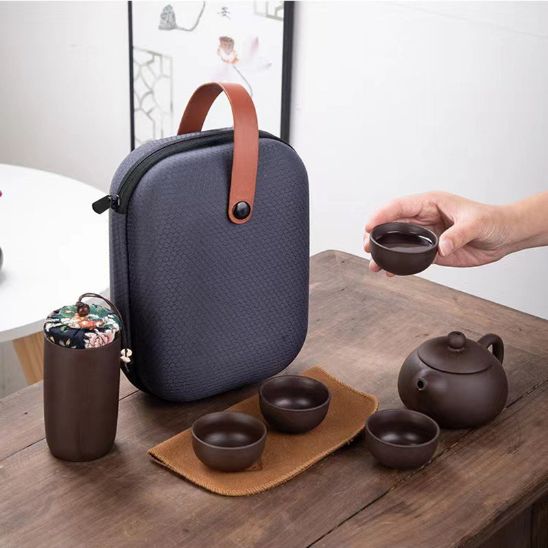 Purple Clay Portable Travel Tea Set