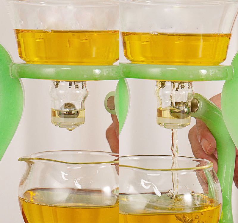 LAZY KUNGFU GLASS TEA SET AUTOMATIC MAGNETIC TEAPOT SET