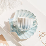 Pearl Shell Ceramic Exquisite Coffee Cup and Saucer Set for Afternoon Tea Cup 240ML