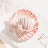 Pearl Shell Ceramic Exquisite Coffee Cup and Saucer Set for Afternoon Tea Cup 240ML
