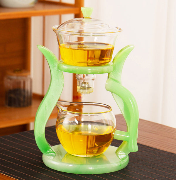 LAZY KUNGFU GLASS TEA SET AUTOMATIC MAGNETIC TEAPOT SET