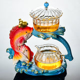 RORA GOLDEN FISH MAGNETIC LAZY KUNGFU GLASS TEAPOT SET