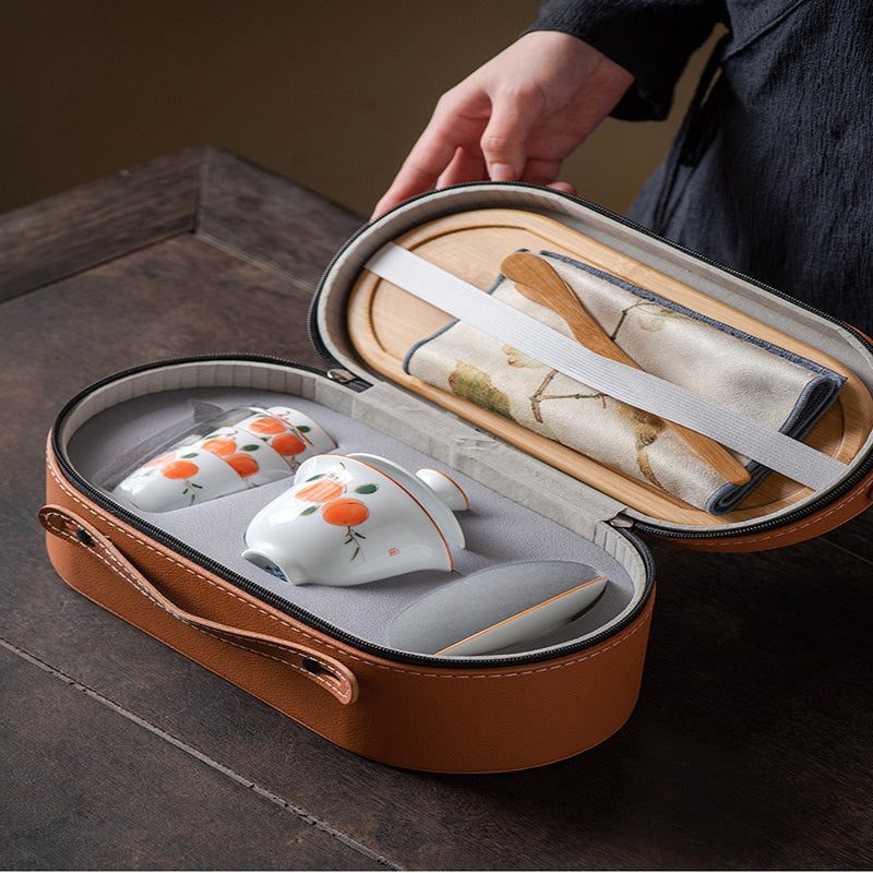 Handpainted Porcelain Teapot Travel Tea Set