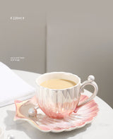 Pearl Shell Ceramic Exquisite Coffee Cup and Saucer Set for Afternoon Tea Cup 240ML