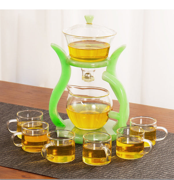 LAZY KUNGFU GLASS TEA SET AUTOMATIC MAGNETIC TEAPOT SET