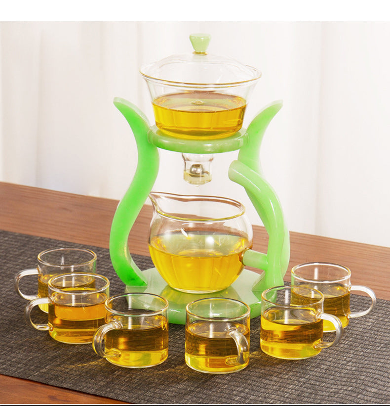 LAZY KUNGFU GLASS TEA SET AUTOMATIC MAGNETIC TEAPOT SET