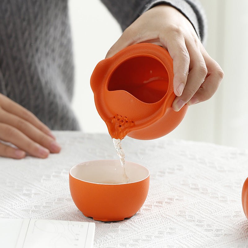 Persimmon Ceramic Teapots Gaiwan Set with Teacup