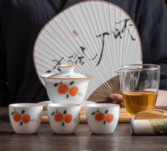 Handpainted Porcelain Teapot Travel Tea Set