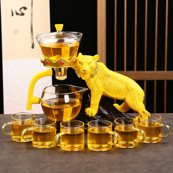 RORA Lazy Kungfu Glass Tea Set with 6 Tea Cups