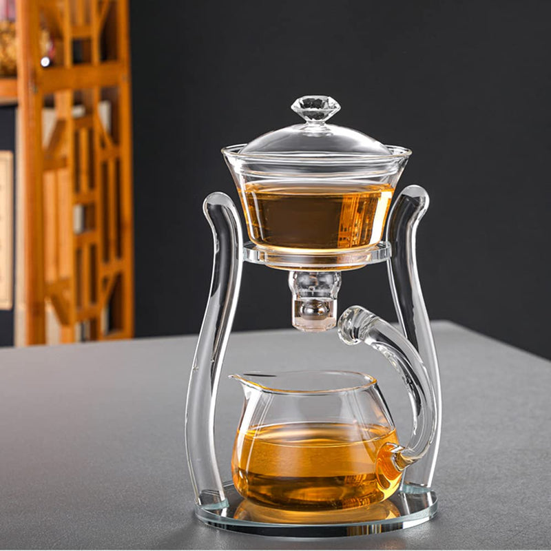 Tea Pot Kettle Heat Resistant Glass Semi-automatic Tea Infuse Puer Kettle  Coffee Tea Maker Convenient