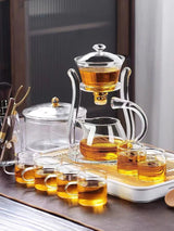 طقم شاي كسول أوتوماتيكي زجاجي من رورا إبريق شاي الكونغفو المغناطيسي
