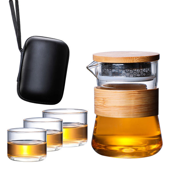 RORA Glass Travel Tea Pot Set