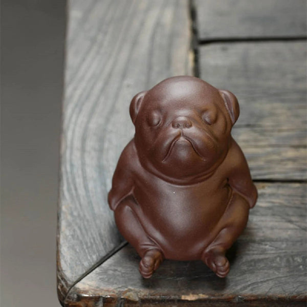 رورا مصنوع يدويًا من الطين الأرجواني Zisha Meditation Dog Tea Pet