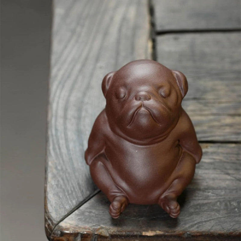 RORA Handcrafted Purple Clay Zisha Meditative Dog Tea Pet