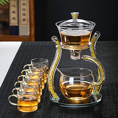 RORA Lazy Kungfu Glass Tea Set مجموعة إبريق شاي زجاجي مغناطيسي