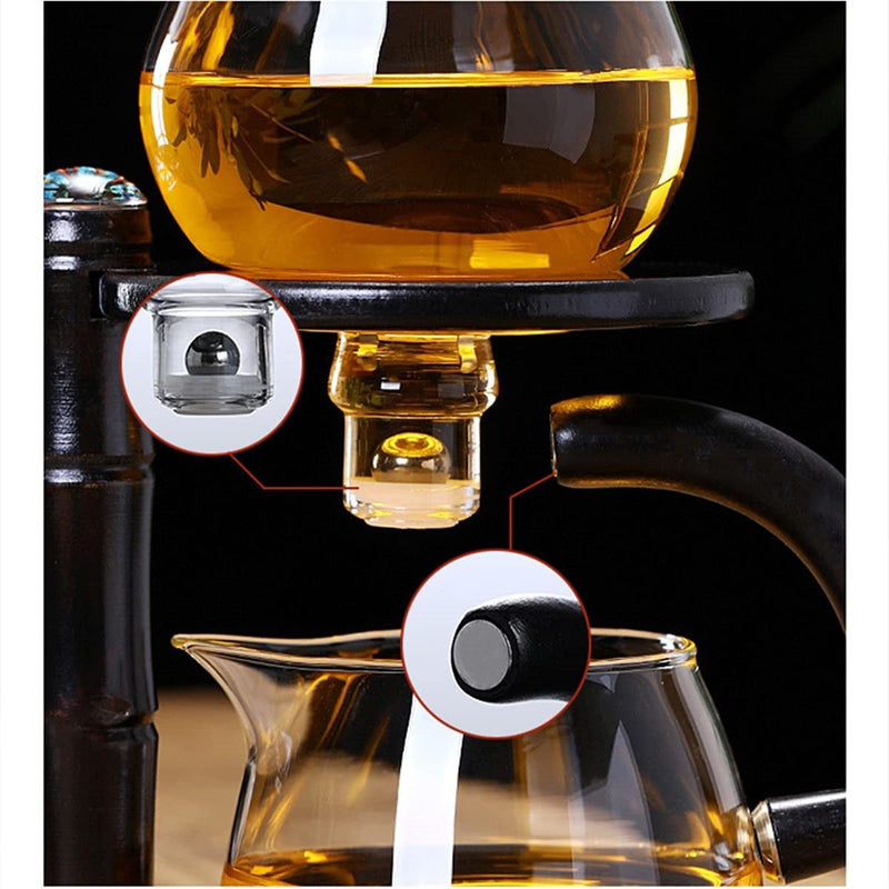 مجموعة إبريق الشاي الكسول RORA Magnetic Water Diversion Automatic Tea Maker