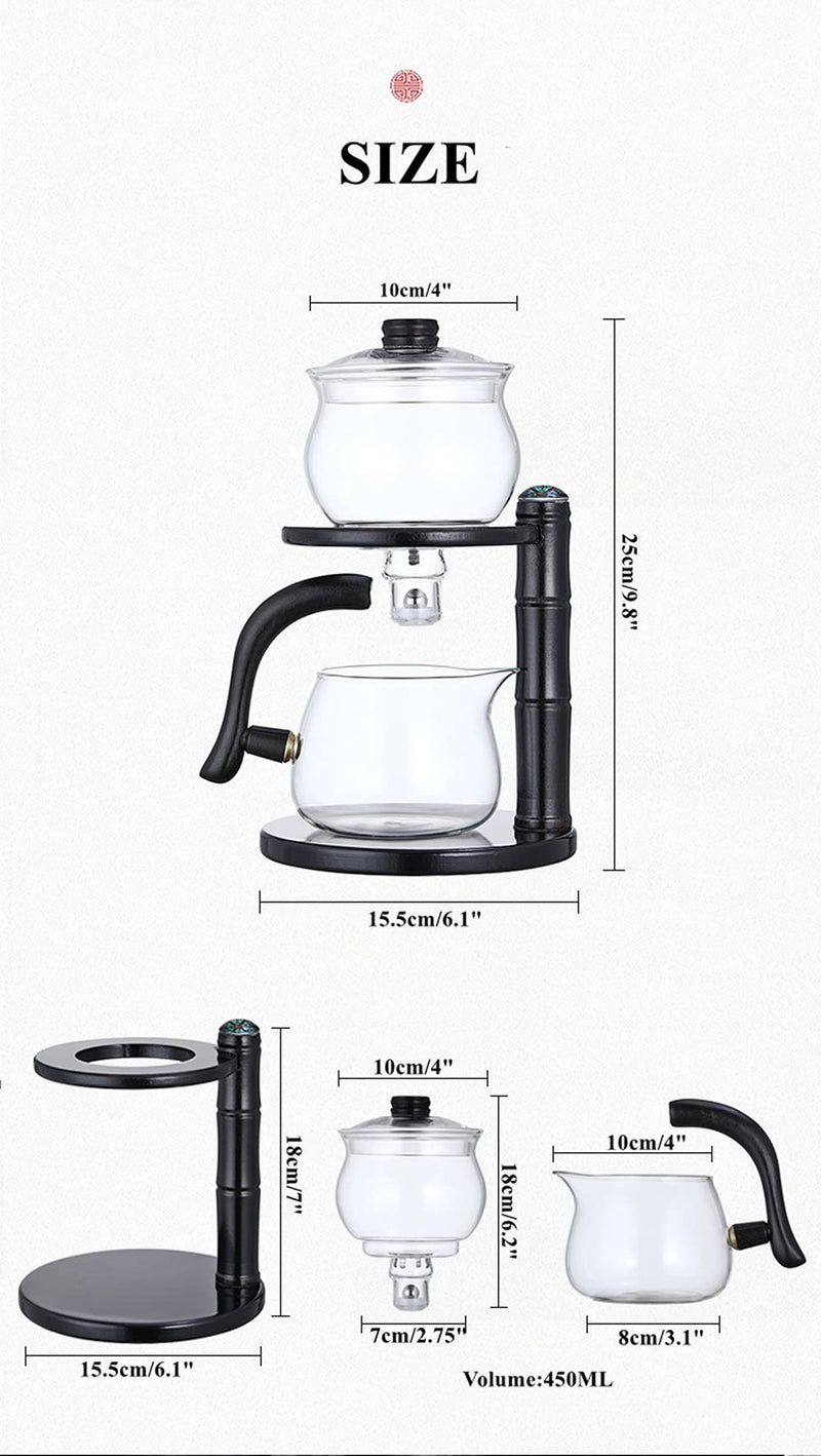 مجموعة إبريق الشاي الكسول RORA Magnetic Water Diversion Automatic Tea Maker