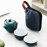 RORA Portable Ceramic Tea Cup Set for Travel Outdoor Picnic
