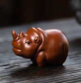 RORA Purple Clay Zisha Rhino Tea Pet For Kungfu Tea Set (Green & Red)