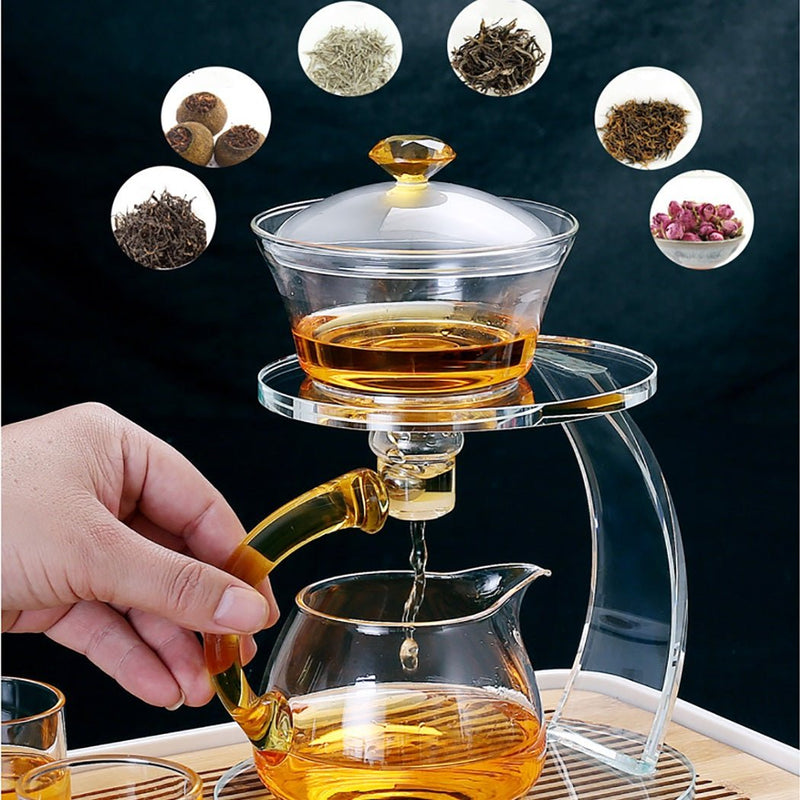 RORA Glass Tea Set Magnetic  Crystal Glass Teapot Suit