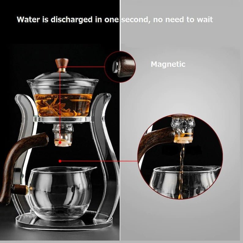 RORA Glass Tea Set Magnetic Water Crystal Glass Teapot Suit