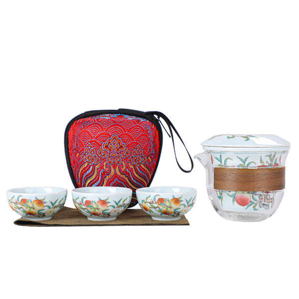 RORA Travel Kung Fu Handmade Ceramic Teapot Set (1 Pot 3 Cups)