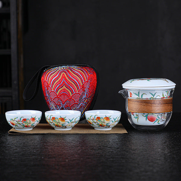RORA Travel Kung Fu Handmade Ceramic Teapot Set (1 Pot 3 Cups)